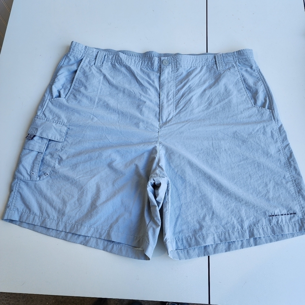 Columbia Men's Cargo Shorts Light Grey PFG 8L Omni-Shade Nylon XXL
